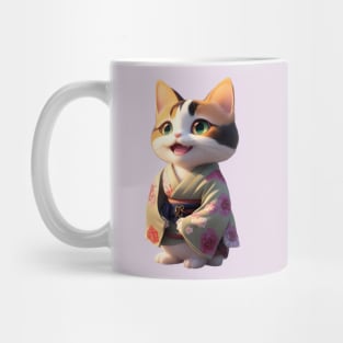 Japanese calico cat in kimono Mug